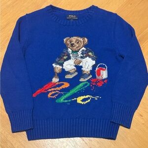 Polo by Ralph Lauren's Iconic Polo Bear Mascot Intarsia Painter Sweater Rare